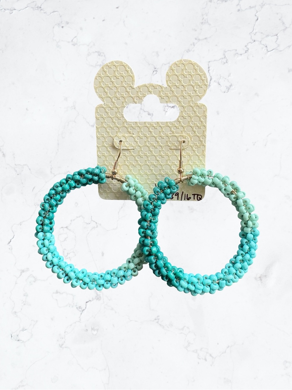 Disney Turquoise to Mint Beaded Hoop Earrings - Picture 1 of 3